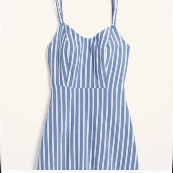 Old Navy Blue and White Striped Mini Dress Size M Casual Preppy Beachy - Picture 3 of 7